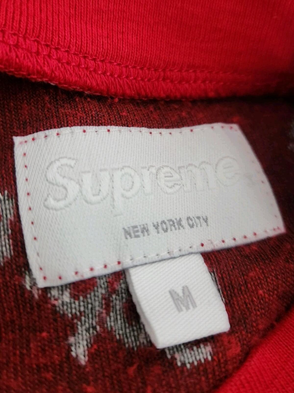 FW19 Supreme Velour Diagonal L/S Top M medium Red Sweater Jumper Worn 1x