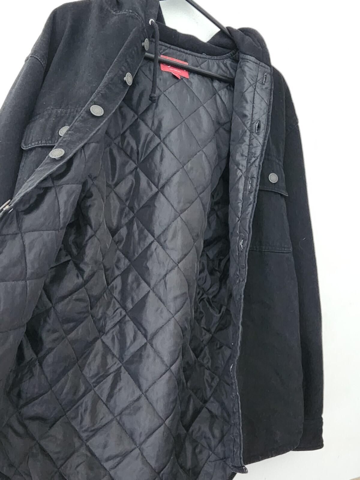 HW22 Supreme Fleece Hooded Denim Hemd S Small Schwarz gestepptes gesticktes Logo