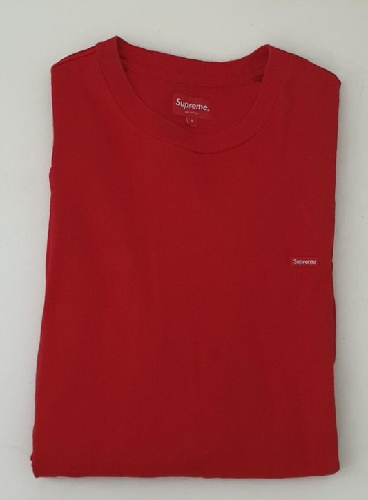 FW16 Supreme Small Box Logo Piqué Crewneck Rot Größe Large Langarmshirt