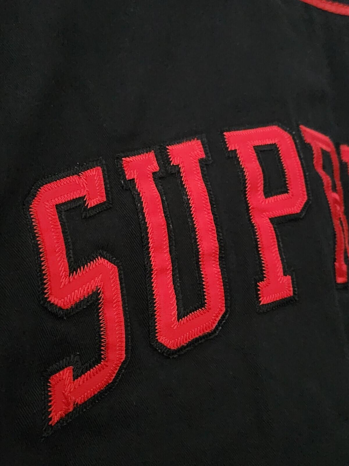FW13 Supreme Baseball Shirt Chenille S logo Black L Large Jersey Vintage 2013