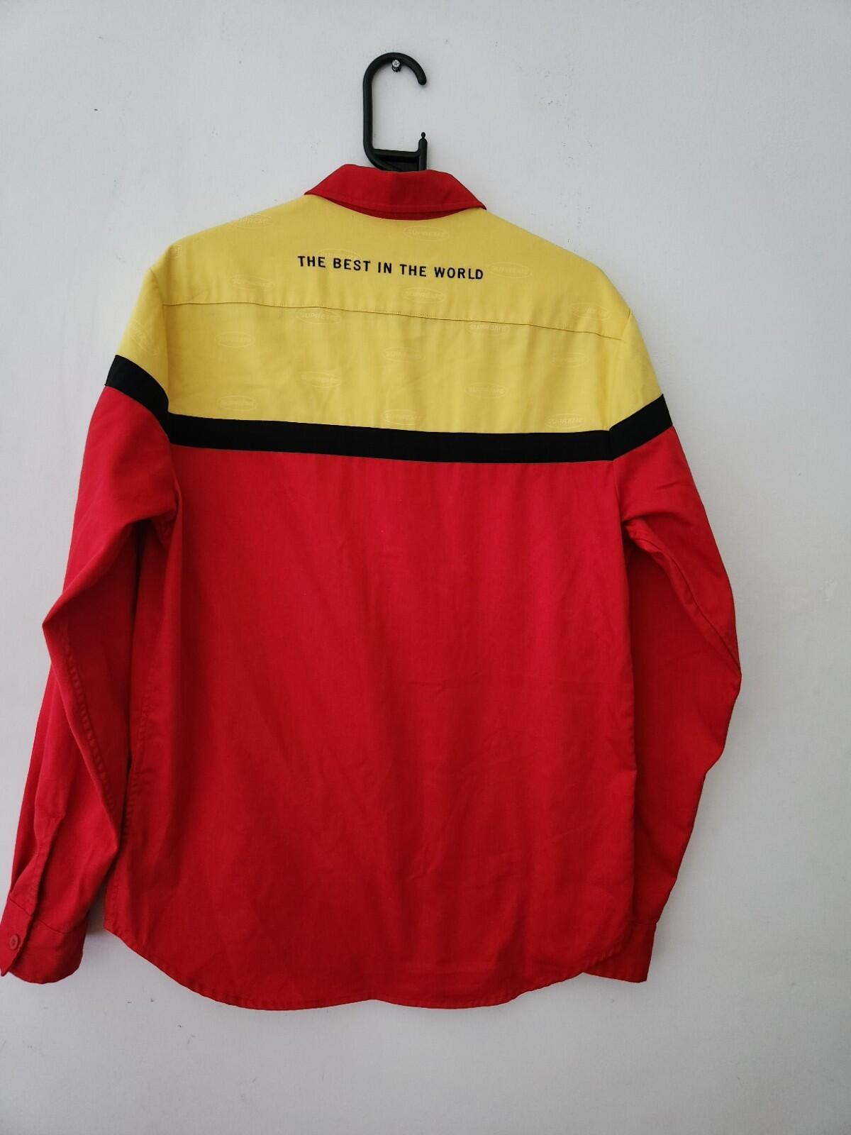 FW17 Supreme Color Blocked Work shirt Red Yellow size M Medium button up New