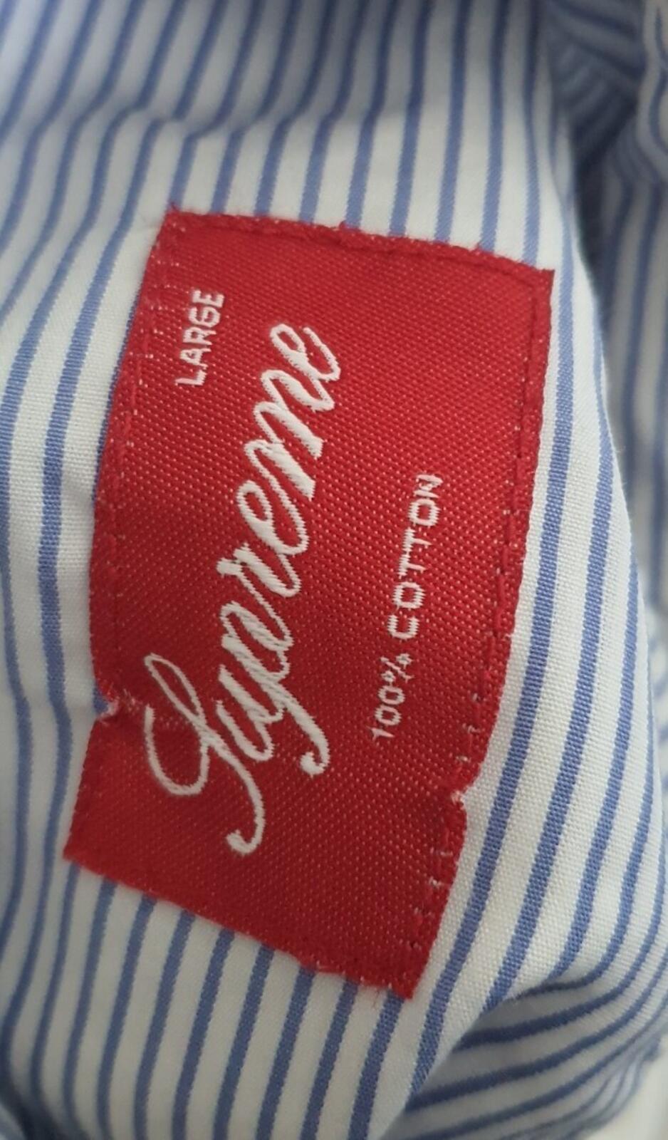 Supreme blue striped shirt Rare OG size L Large button up longsleeve Vintage