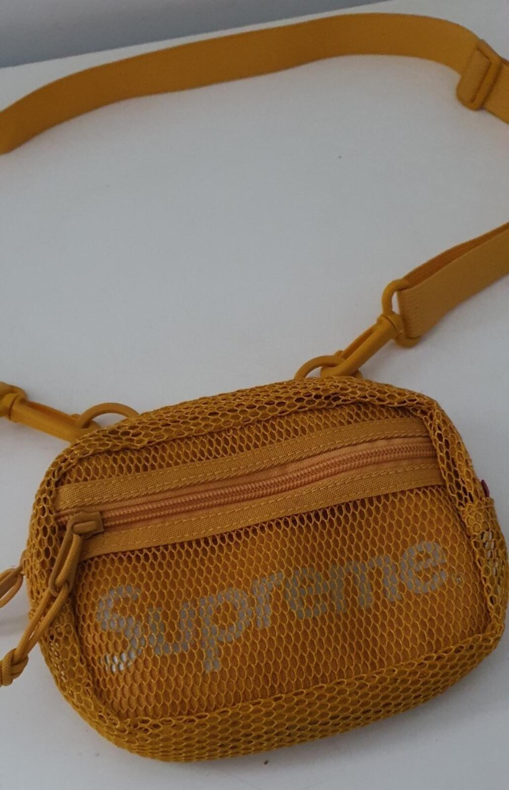 SS20 Supreme small shoulder side bag gold Cordura fabric mesh 3M reflective Logo