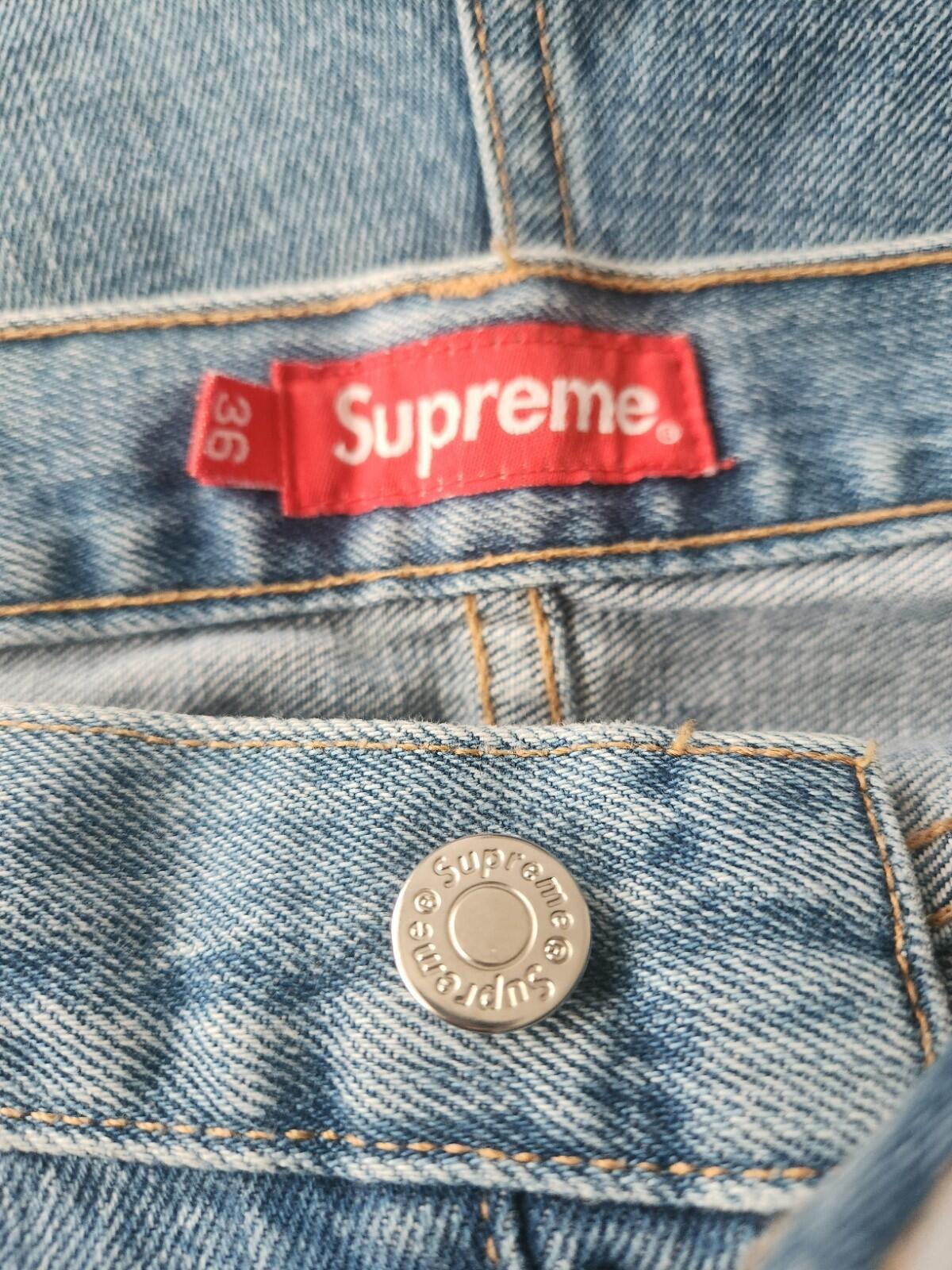 Supreme slim jeans size 36 W36 L32 denim blue made in USA mens stonewashed jean