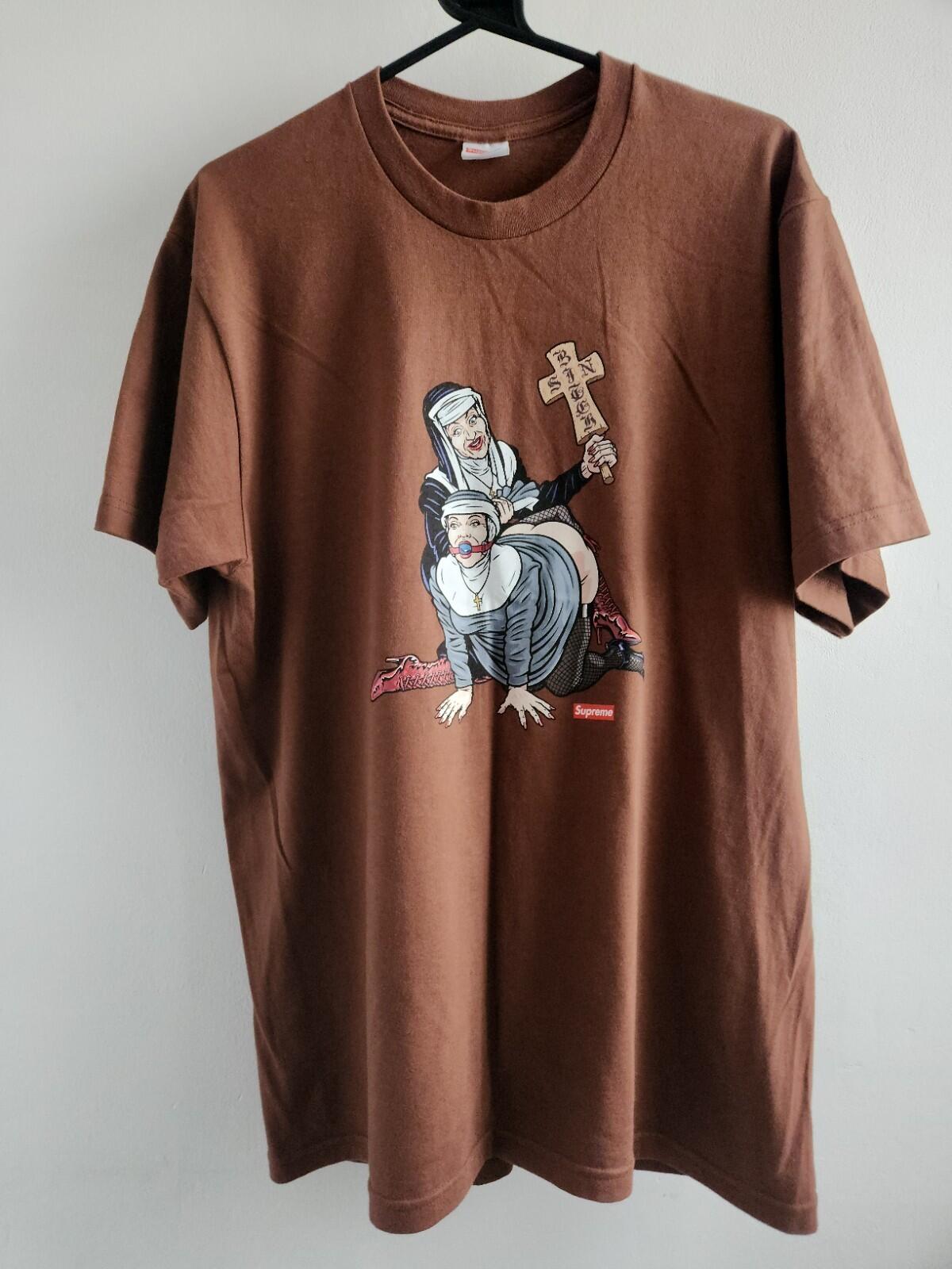 FW22 Supreme Nuns tee Original Artwork By Sean CliverBrown T-shirt Size L Large