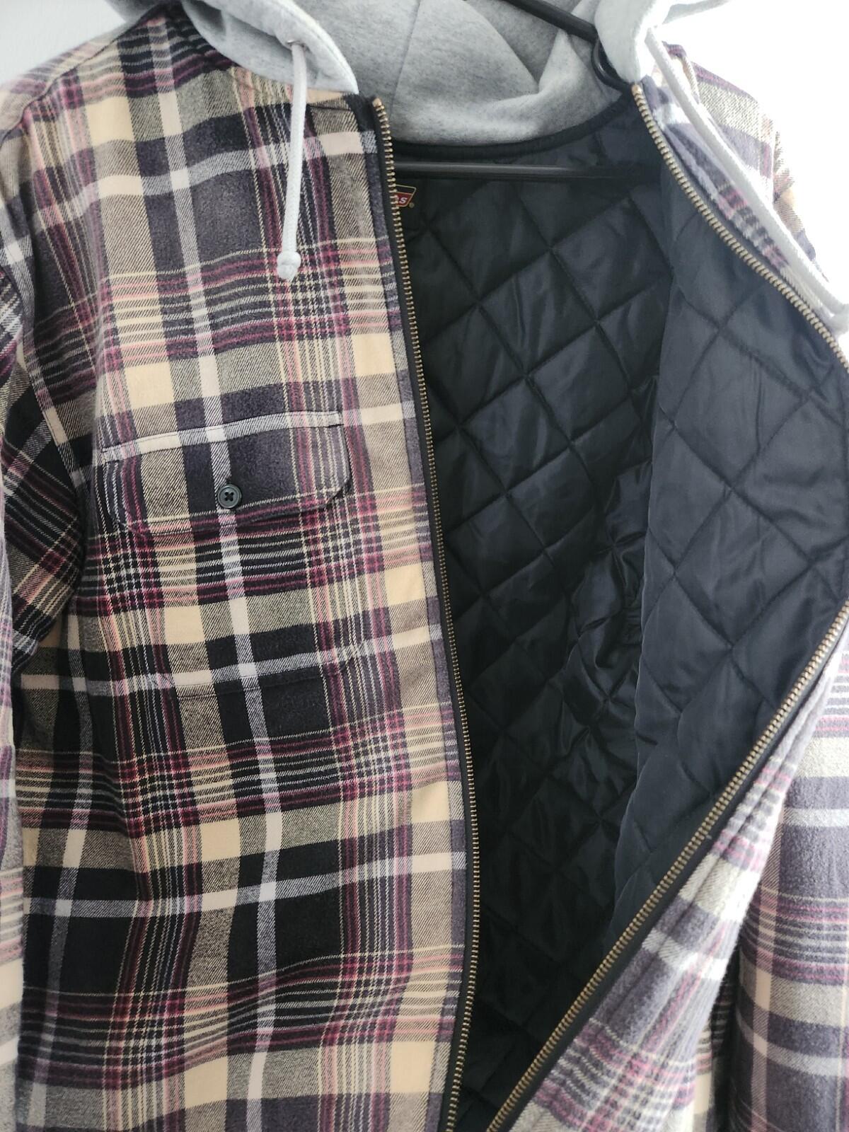 FW23 Supreme Dickies Plaid Hooded Zip Up Shirt size M medium black top flannel