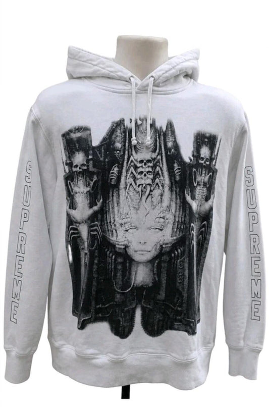 FW14 Supreme H.R Giger Hooded Sweatshirt White Size M