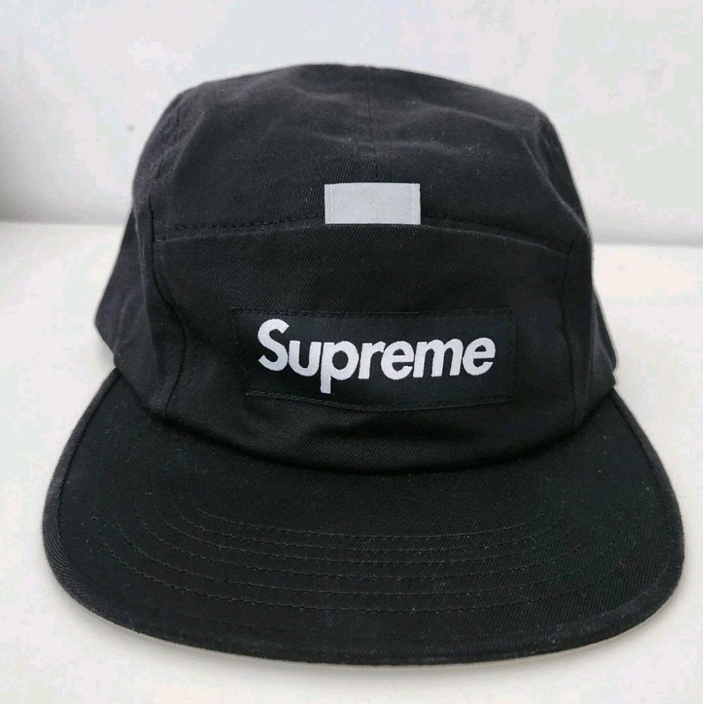 SS18 Supreme reflective tab pocket camp cap black cotton hat made in USA