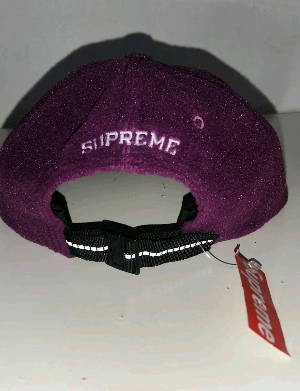 FW18 Supreme x Polartec S logo 6-panel purple hat cap fleece new