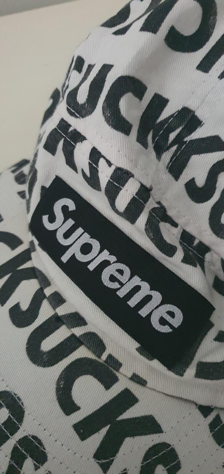 FW16 Supreme Suck camp cap white hat