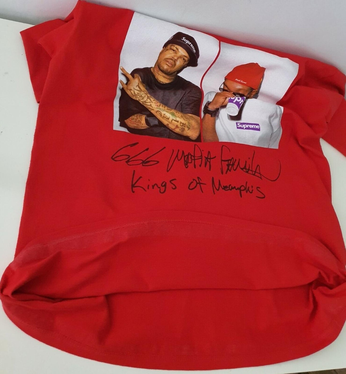 FW12 Supreme Three Six Mafia tee 3 6 red photo T-shirt size L large vintage 2012
