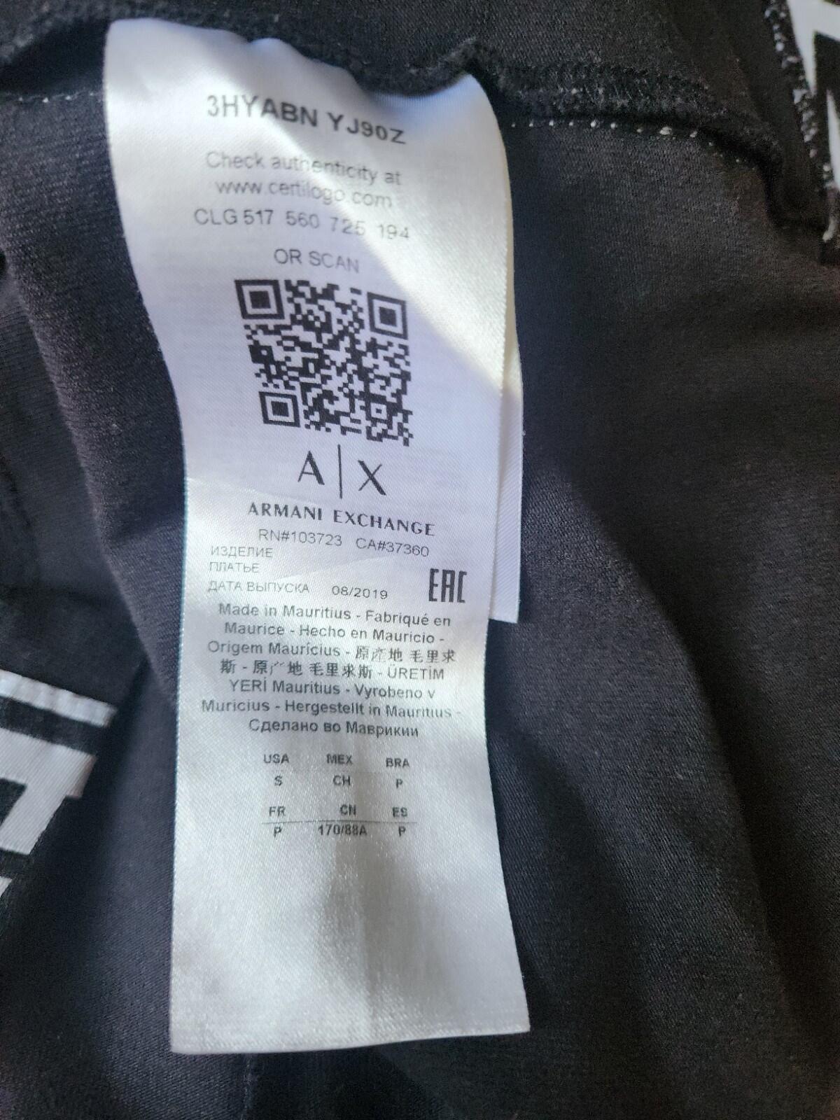 ARMANI EXCHANGE Slim Kleid Verkaufspreis 75 £ Größe Eur 36 UK 8 US S Schwarz