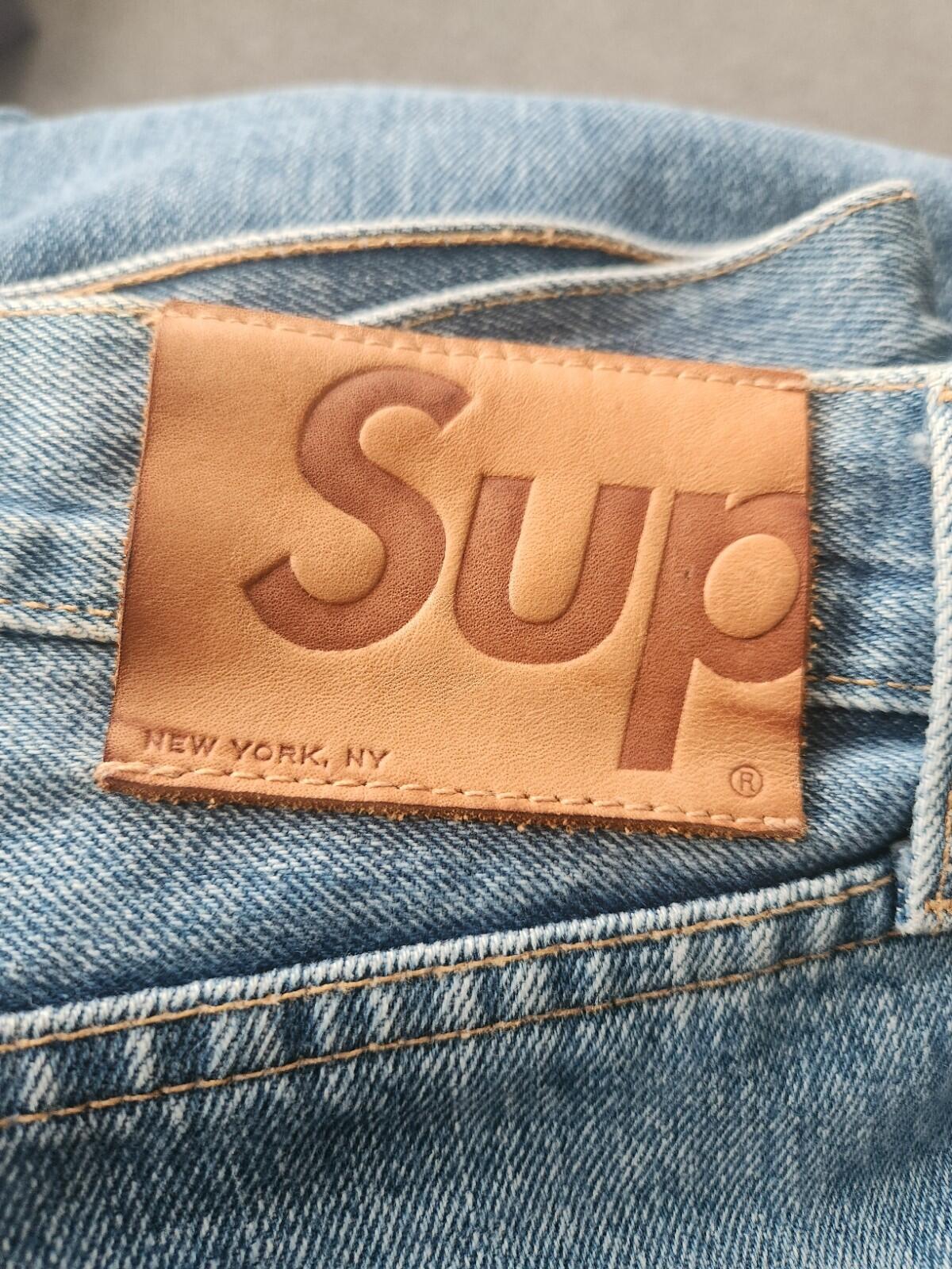 Supreme slim jeans size 36 W36 L32 denim blue made in USA mens stonewashed jean