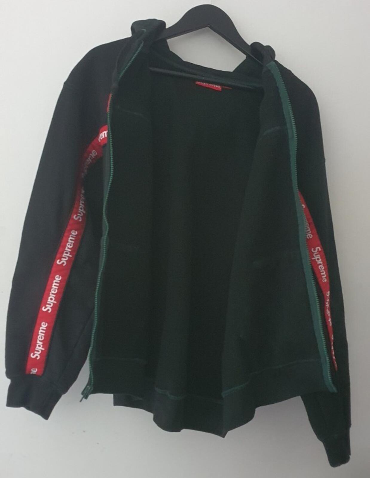 FW19 Supreme Text Stripe Zip Up hooded sweatshirt L Large DYED Hoodie