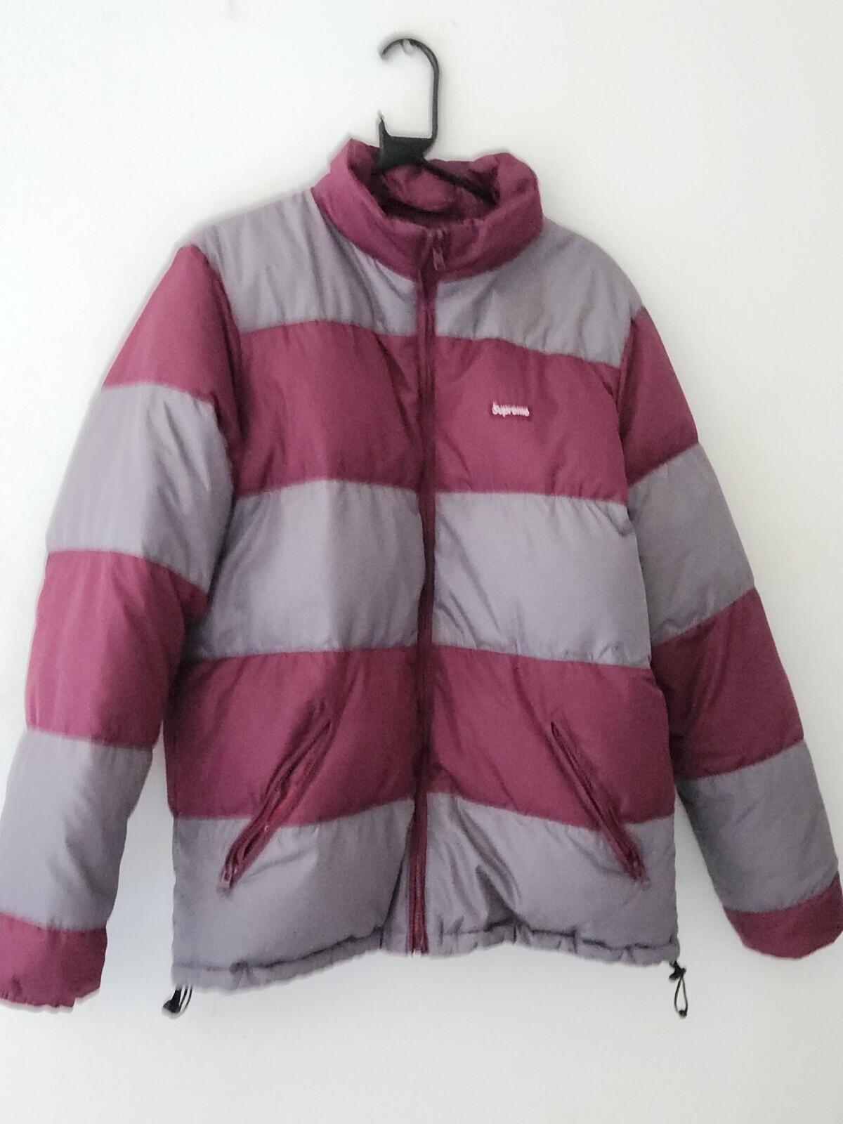 FW12 Supreme Reversible striped down jacket L Large puffer