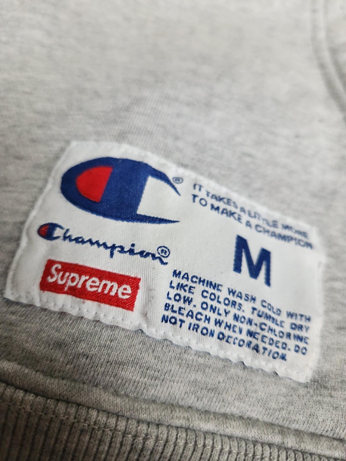 FW15 Supreme x Champion hooded sweatshirt size M Medium hoodie heather grey Rare