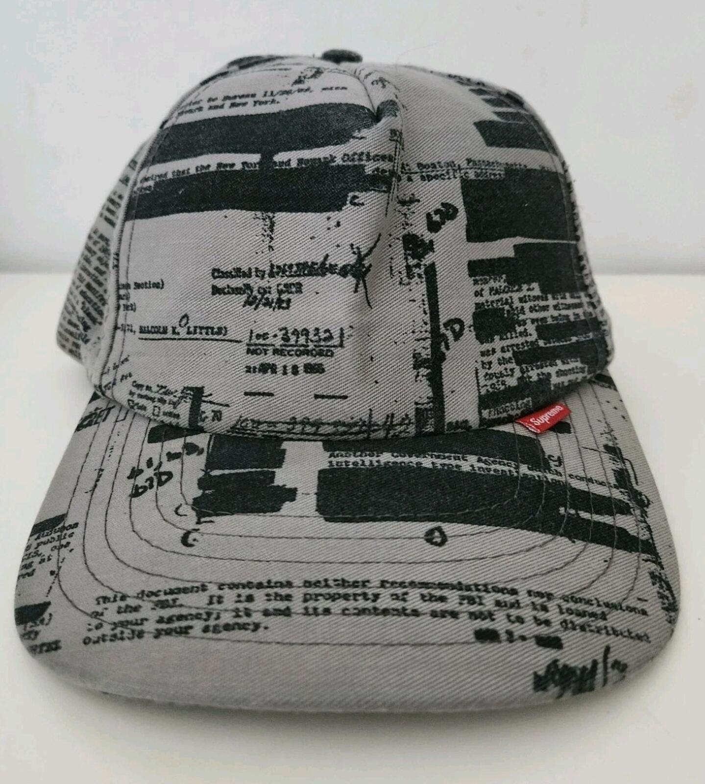 2004 Supreme FBI Malcolm X 5-Panel Sehr Seltene Hut Vintage Grail Graue Kappe