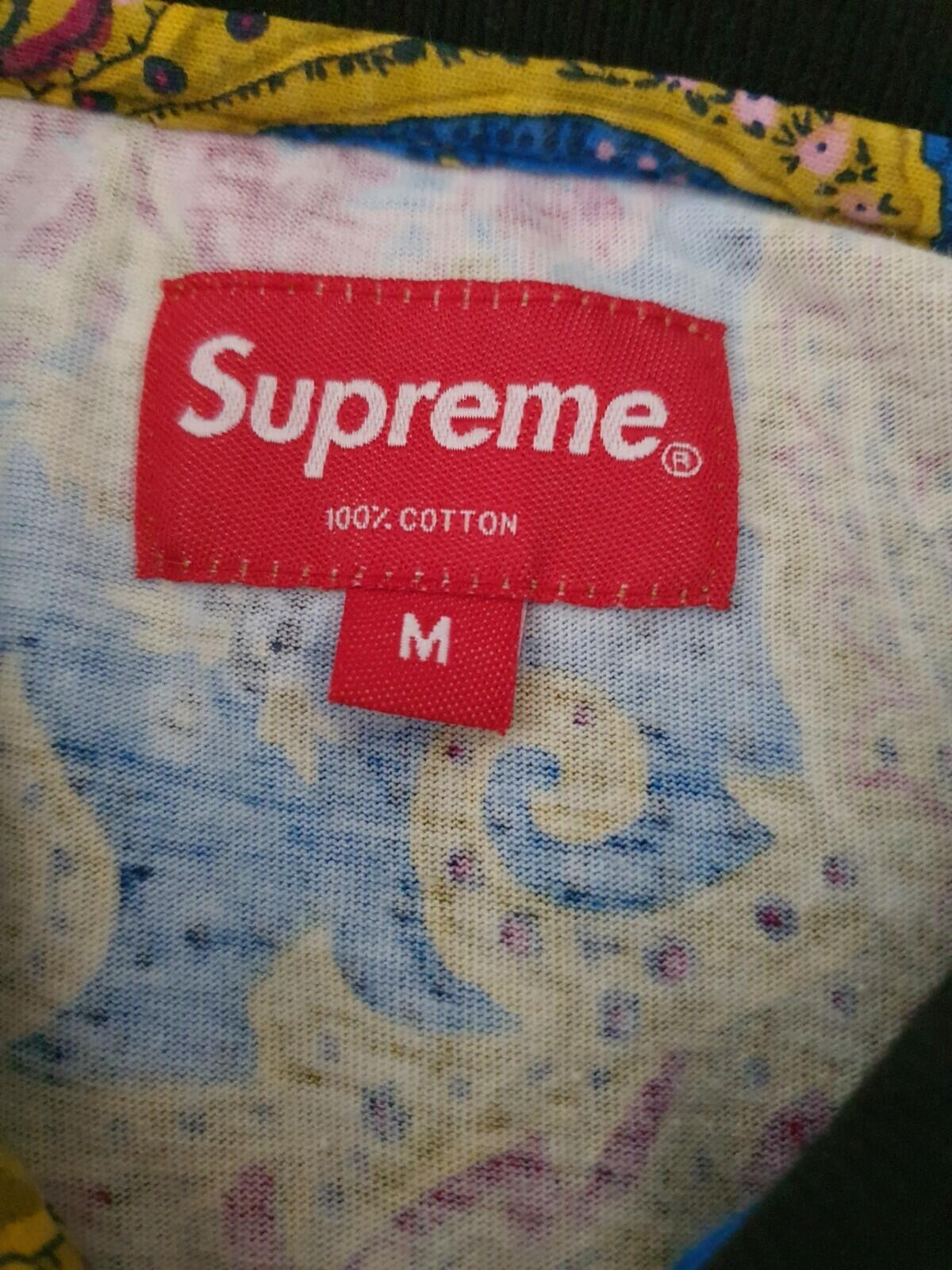 FW17 Supreme Paisley L/S Polo Yellow Shirt M