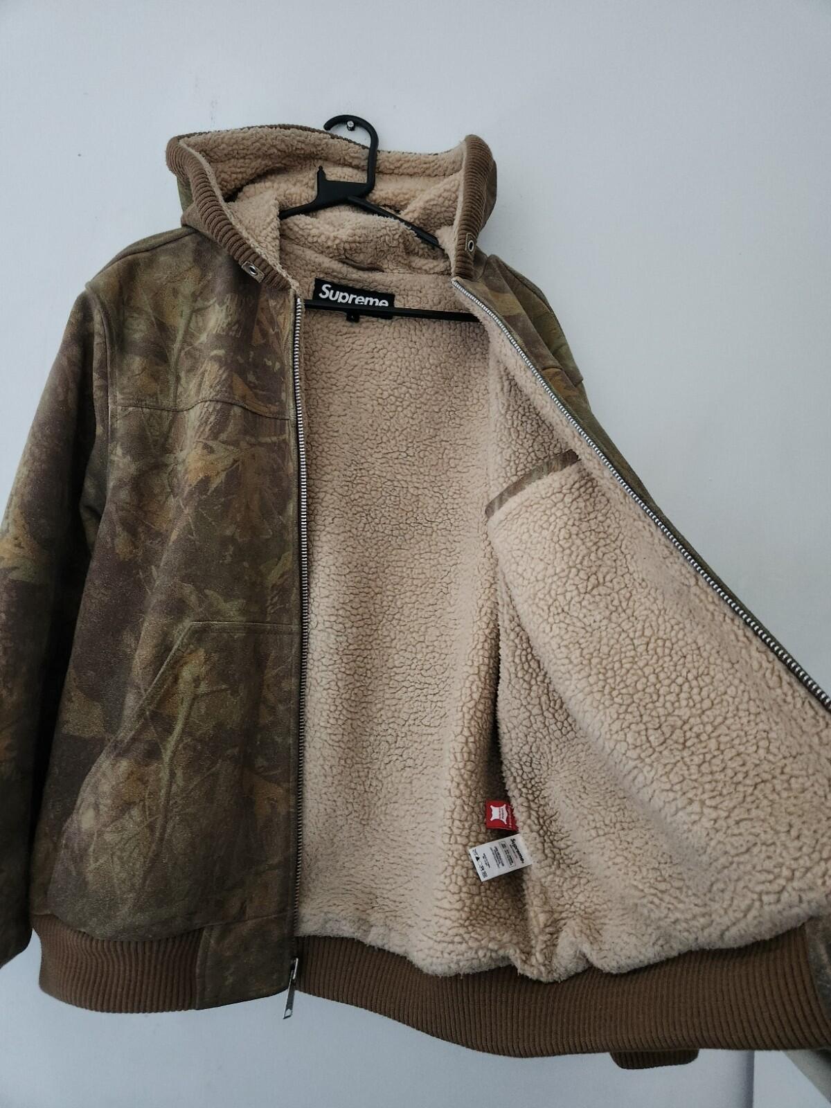 FW17 Supreme hooded suede work jacket $588 Tree Camo L