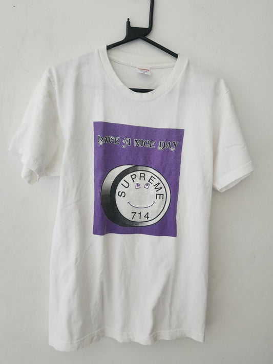 SS14 Supreme Lude camiseta talla M mediana, color blanco. Camiseta Have a nice day pill. Rara.