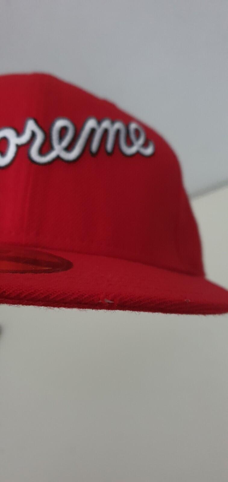 SS12 Supreme NO 1 Script New Era 59fifty fitted cap size 7 1/8 Red hat Vintage