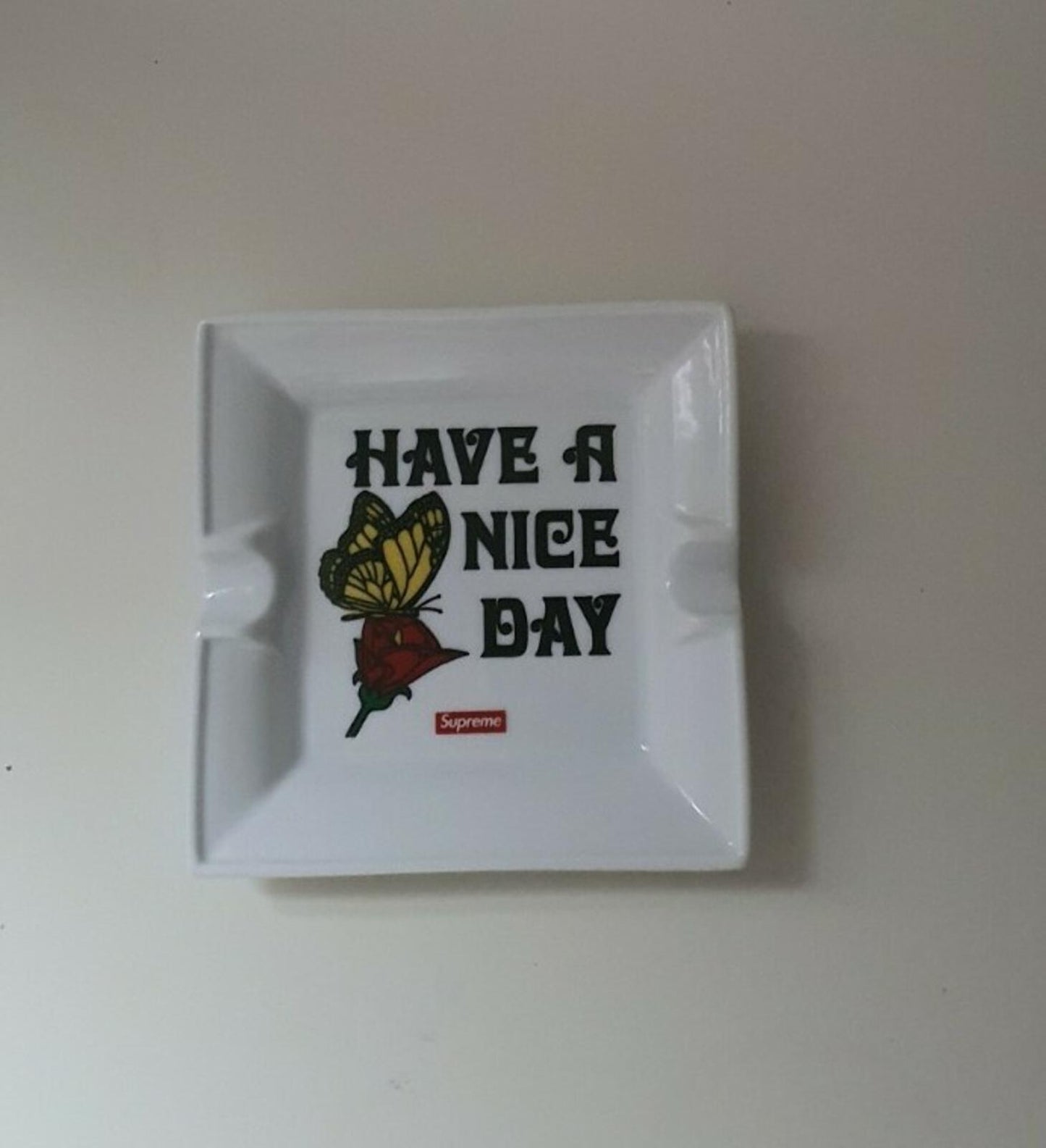 SS15 Supreme Butterfly Ashtray Ceramic Tray White