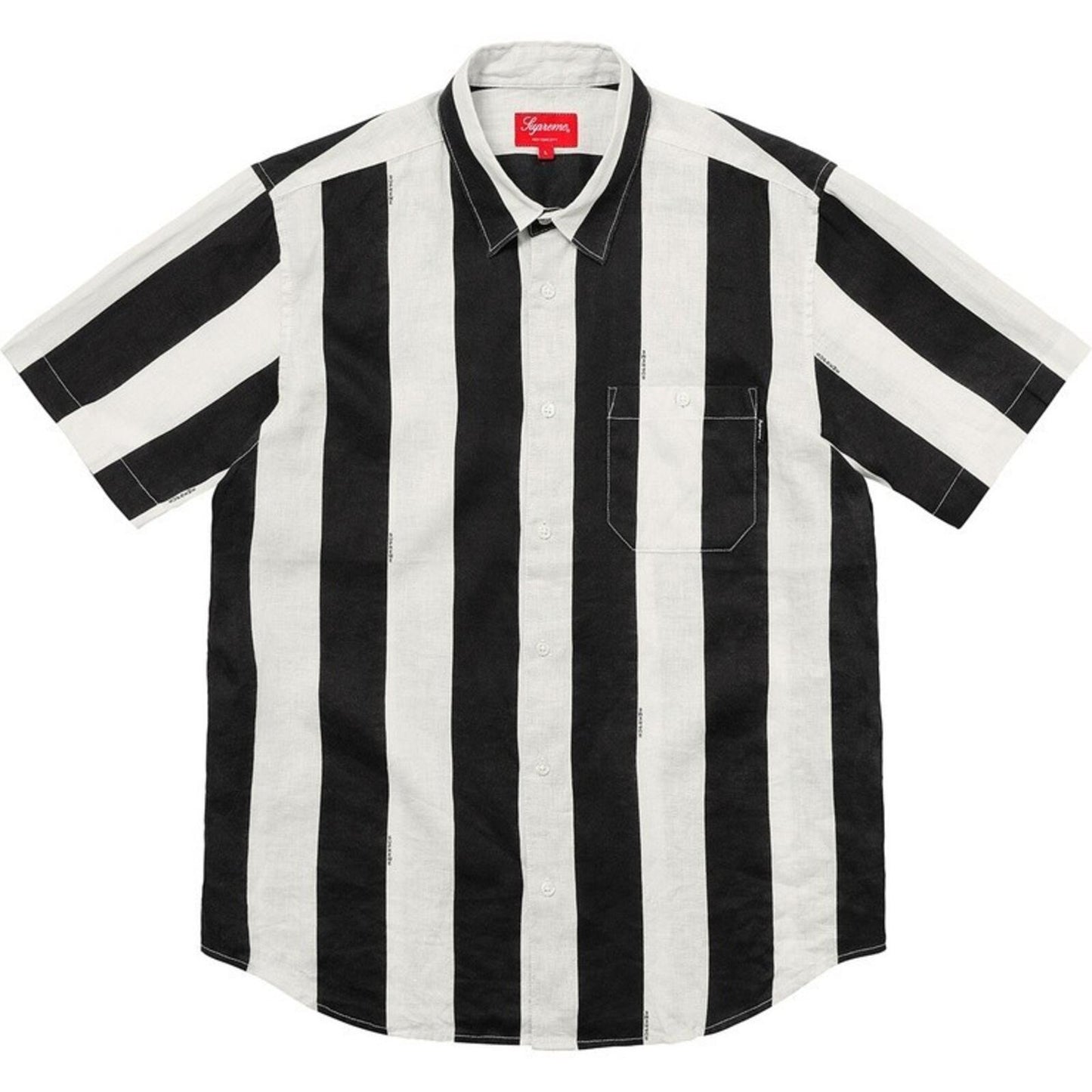 SS18 Supreme Wide Stripe Linen Shirt Black White Size M