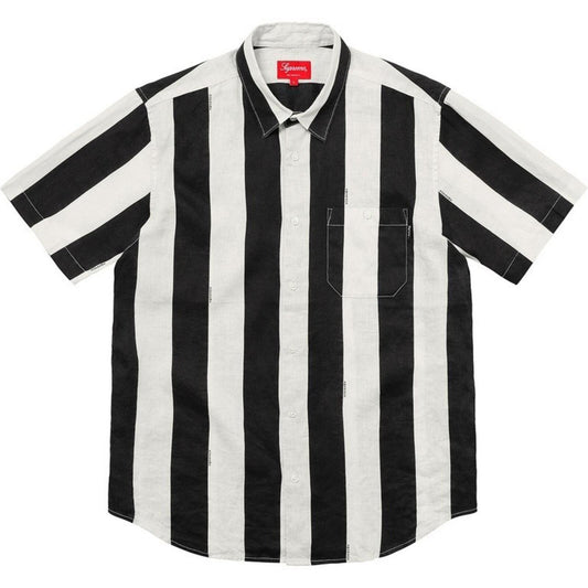 SS18 Supreme Wide Stripe Linen Shirt Black White Size M