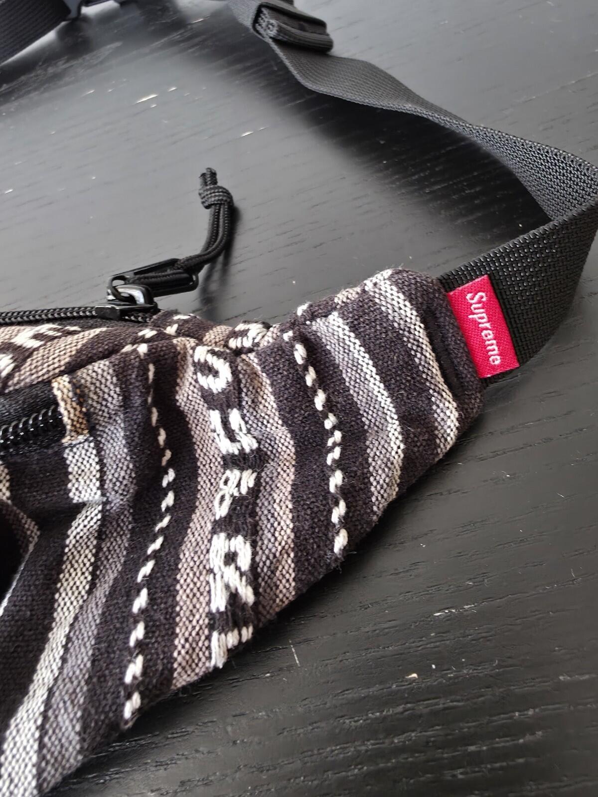 SS20 Supreme Woven Stripe Waist Bag Black