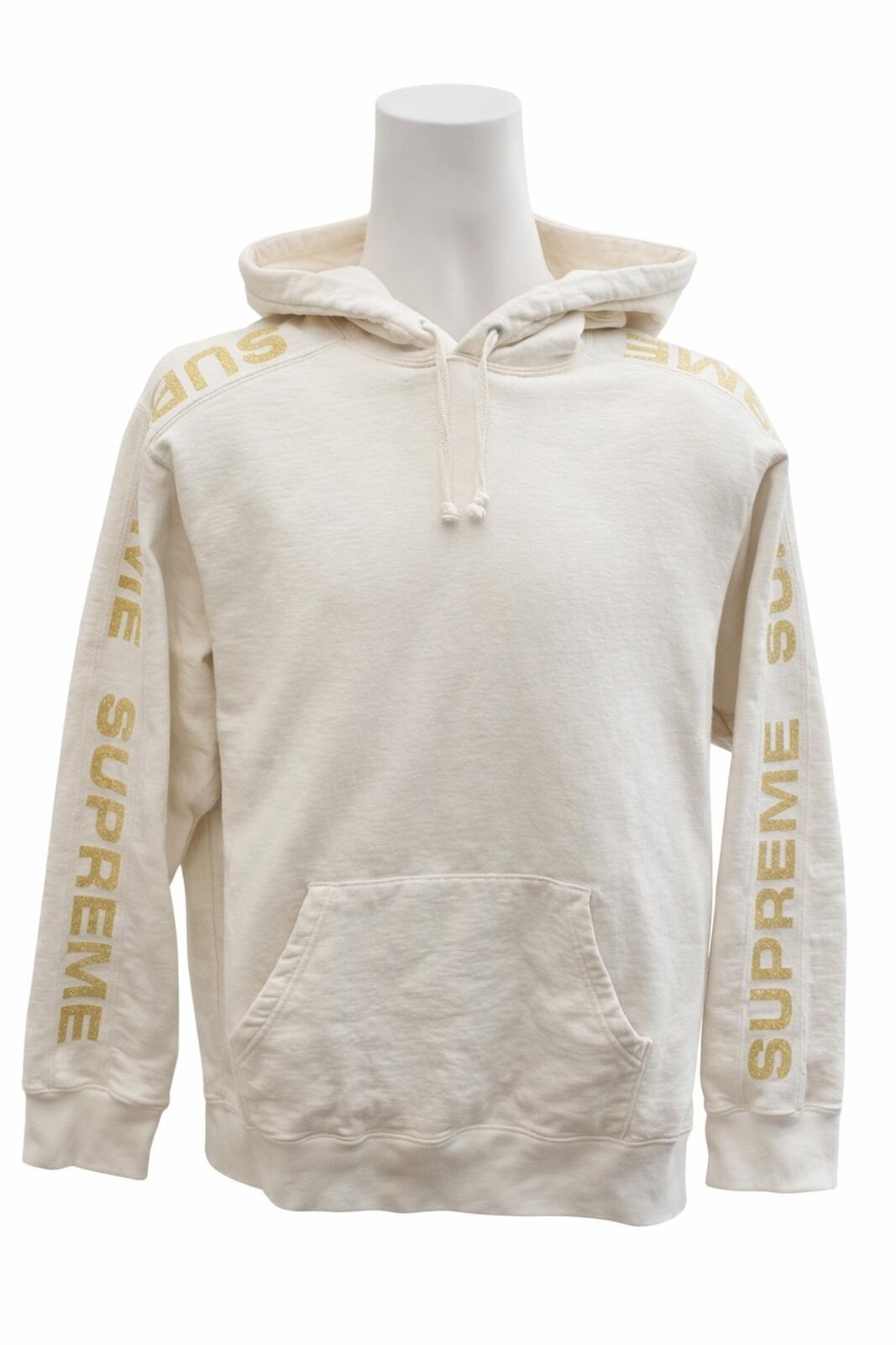 SS20 Supreme Metallic Rib Hooded Sweatshirt Natural Size L