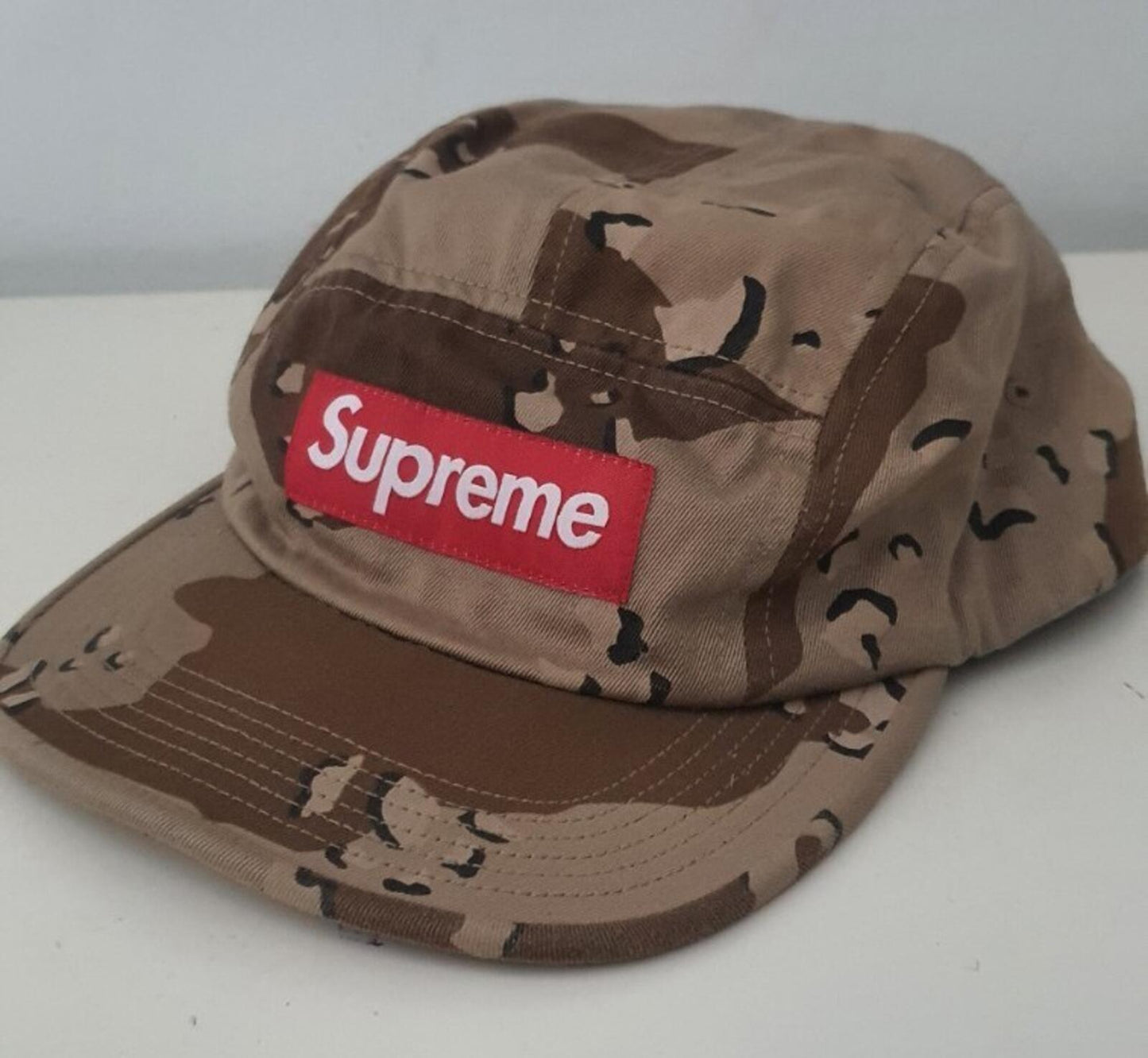 FW17 Supreme Washed Chino Twill Camp Cap Desert Camo