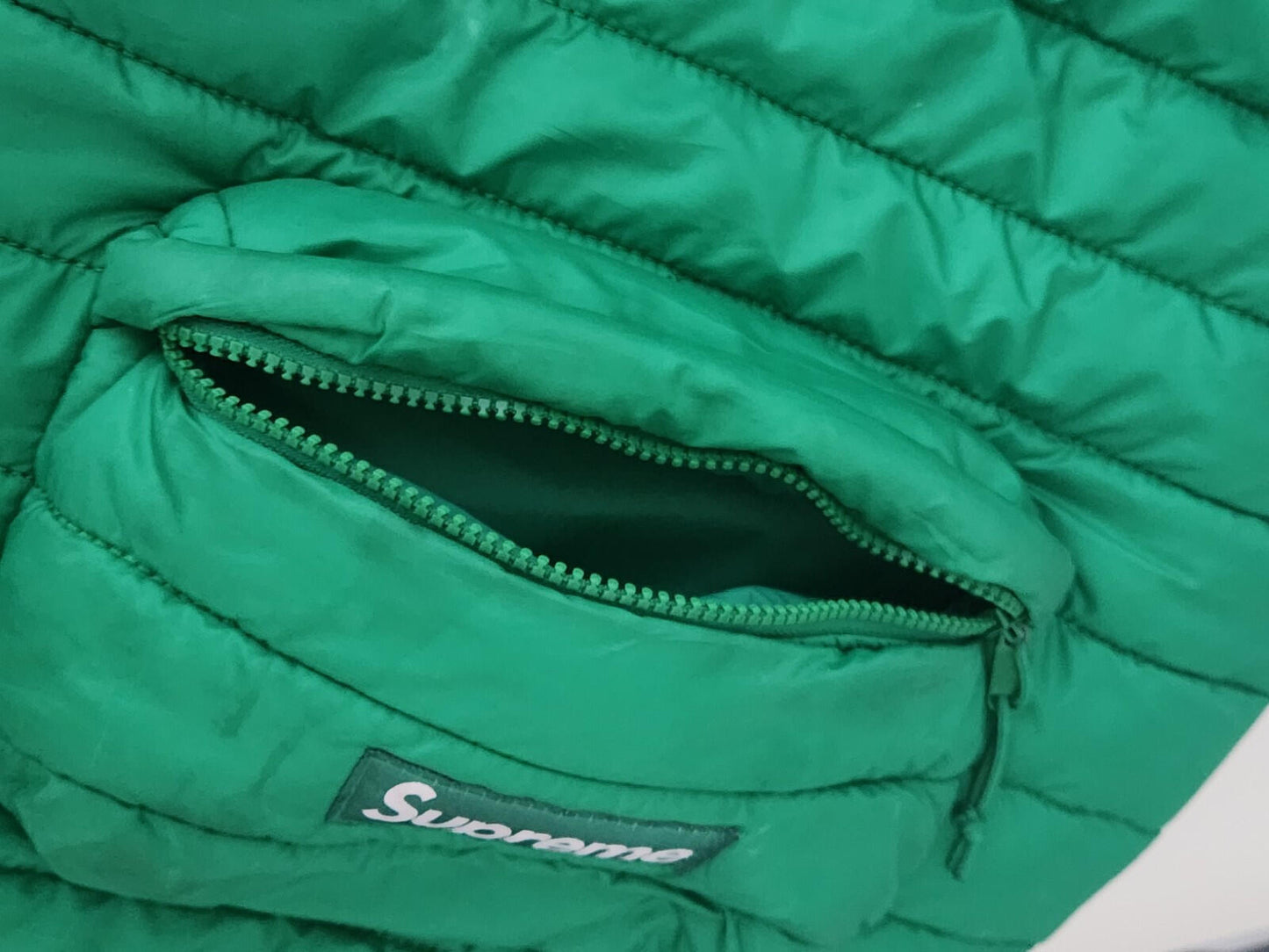 FW22 Supreme Puffer Backpack Green Bag Water Resistant