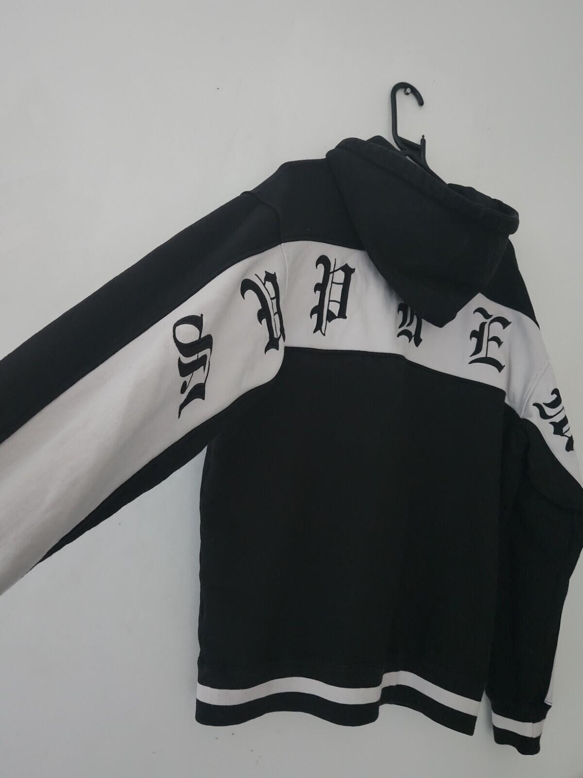 SS19 Supreme Split Old English Stripe Zip Up Hooded Sweatshirt L Large Hoodie
