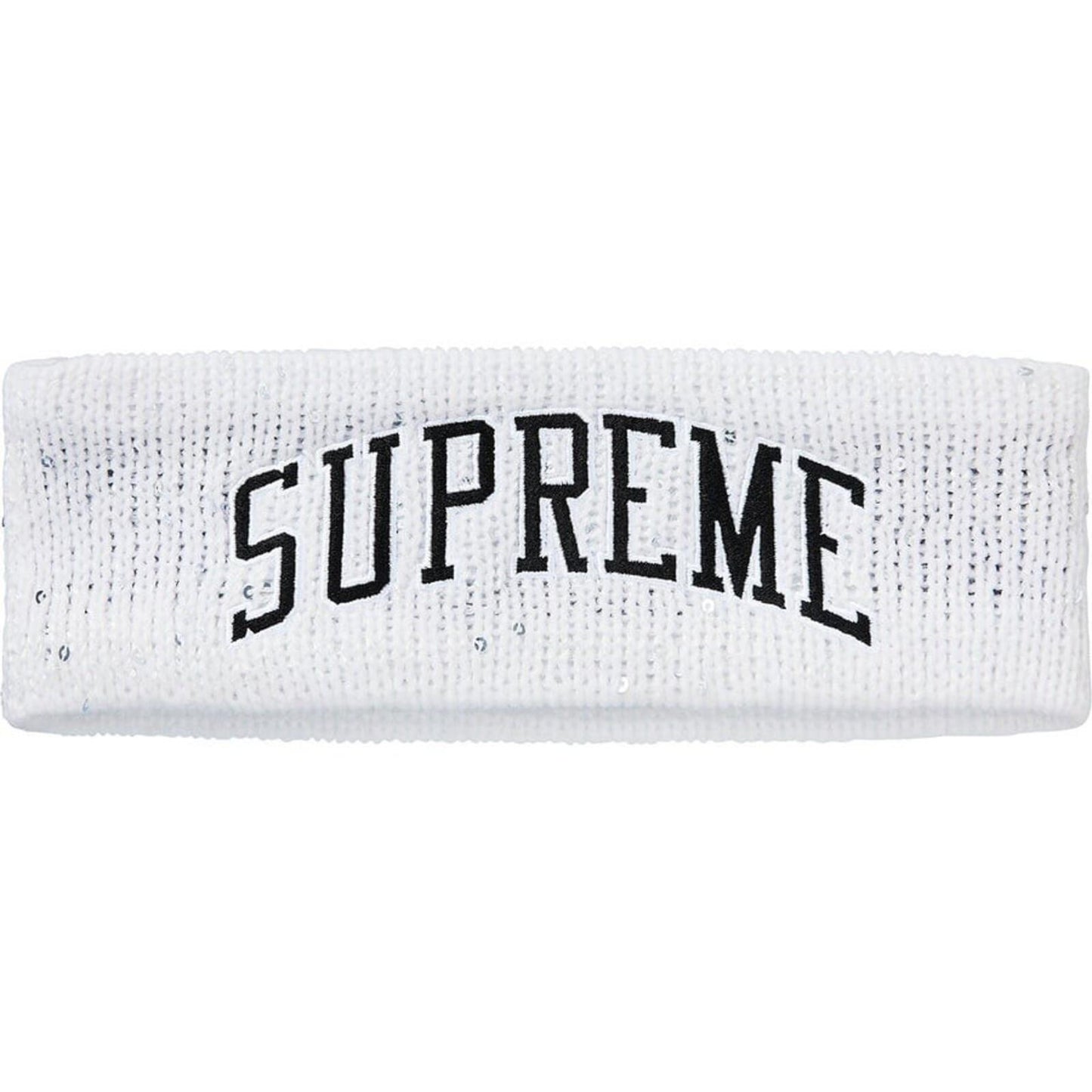 FW18 Supreme New Era Sequin Arc Logo Stirnband Weiß Ungeöffnet