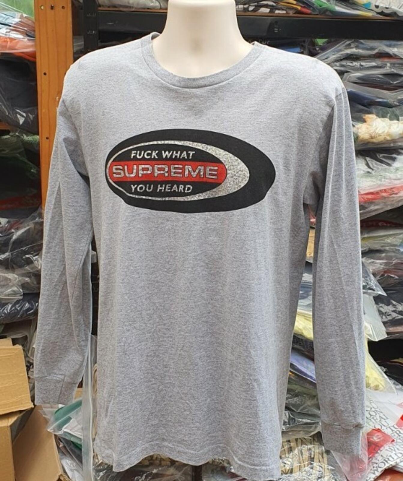 FW16 Supreme F UCK WHAT YOU HEARD L/S tee grey Long sleeve M medium T-shirt