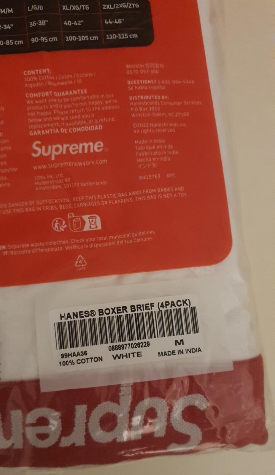 FS24 Supreme Hanes weiße Boxershorts (4er-Pack) M Medium Neu ungeöffnet Unterwäsche