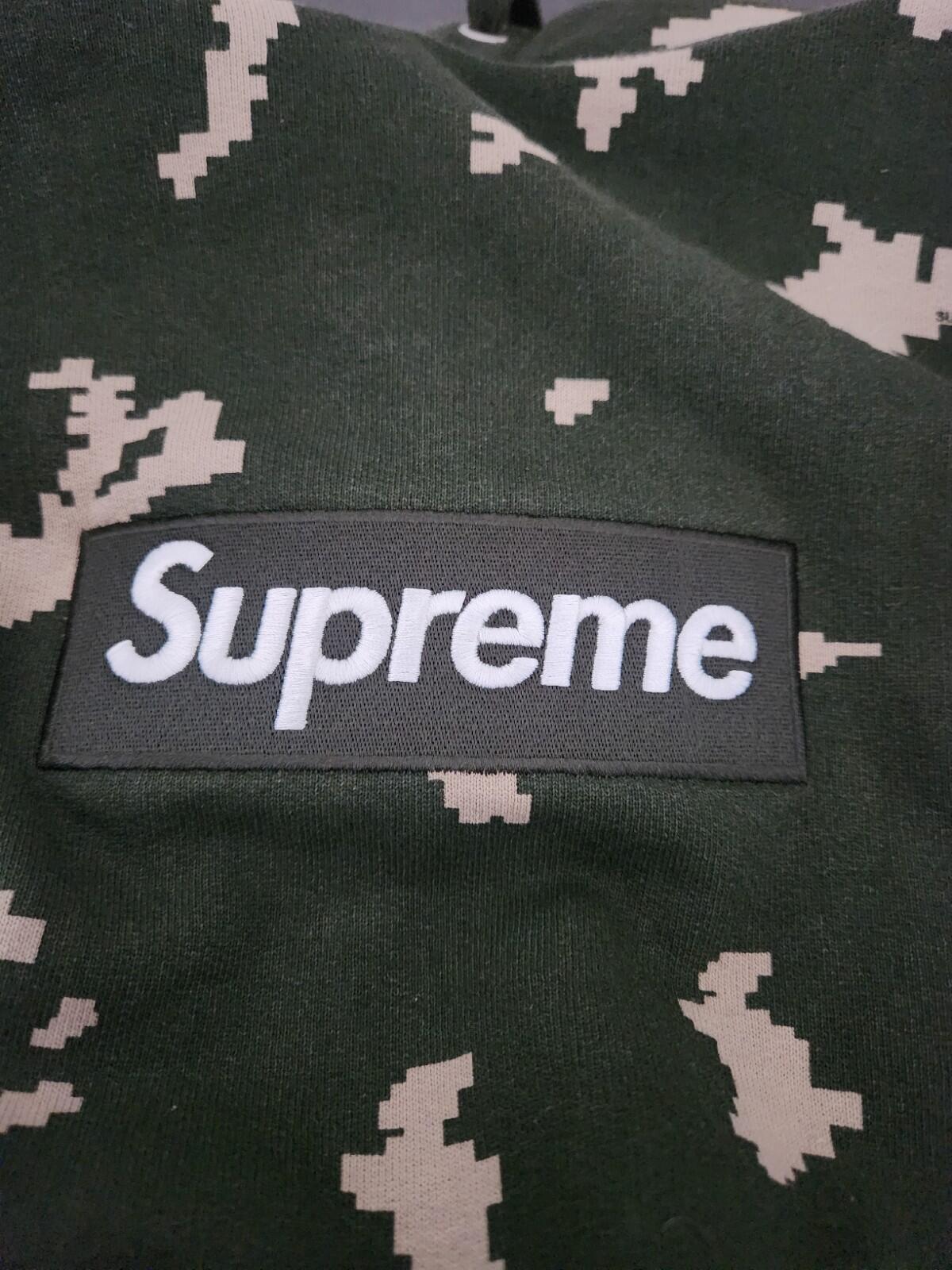 FW21 Supreme Box Logo Hooded Sweatshirt Olive Russian Camo Size L