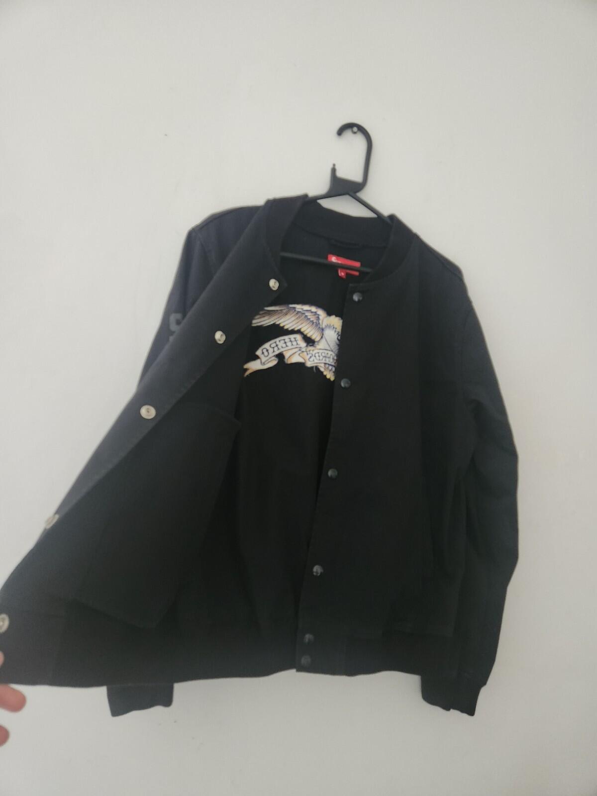 SS16 Supreme x Antihero Bomberjacke Schwarz Bestickt Größe M Medium