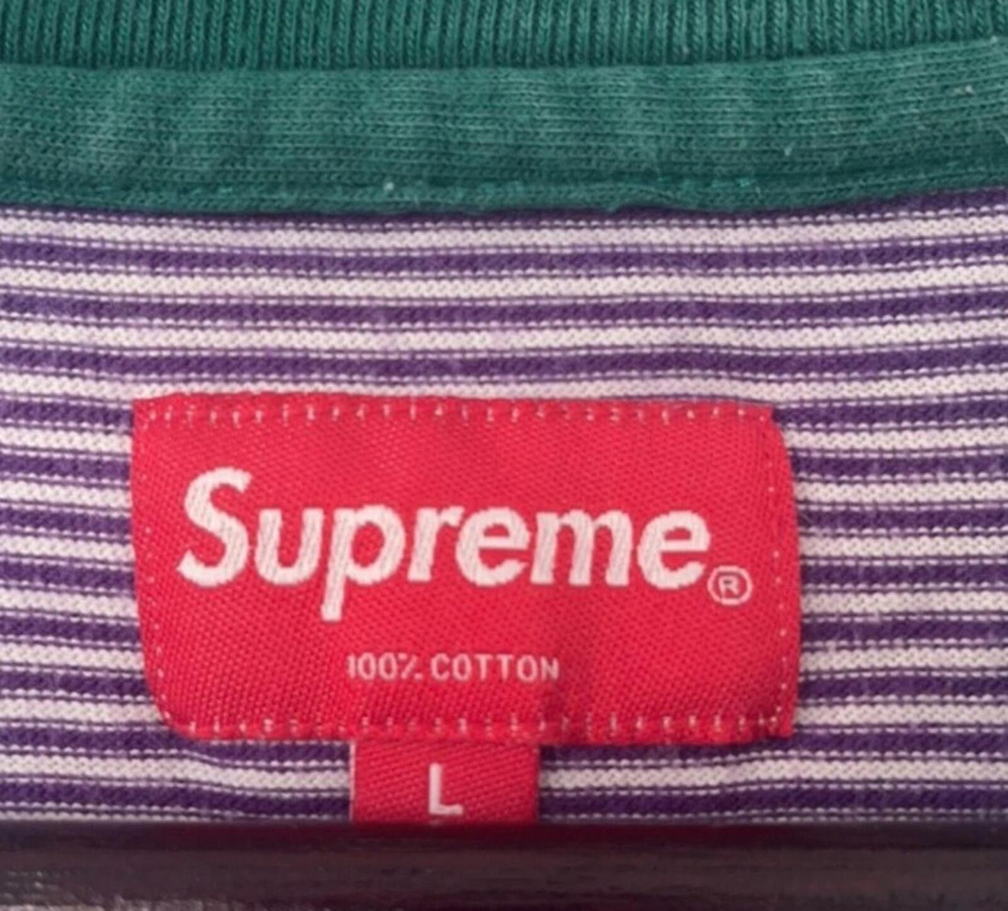 SS17 Supreme Micro Stripe Tee Purple Size L