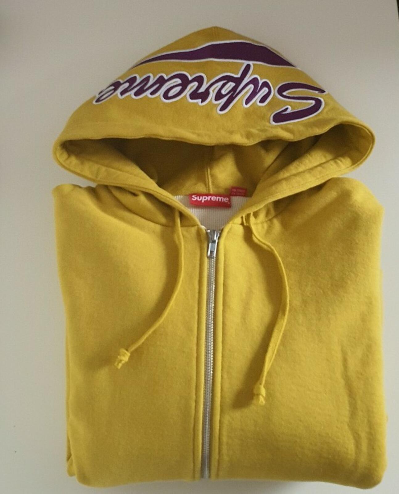 Sudadera con capucha y cremallera térmica Supreme FW18, color mostaza, talla M, PVP £178