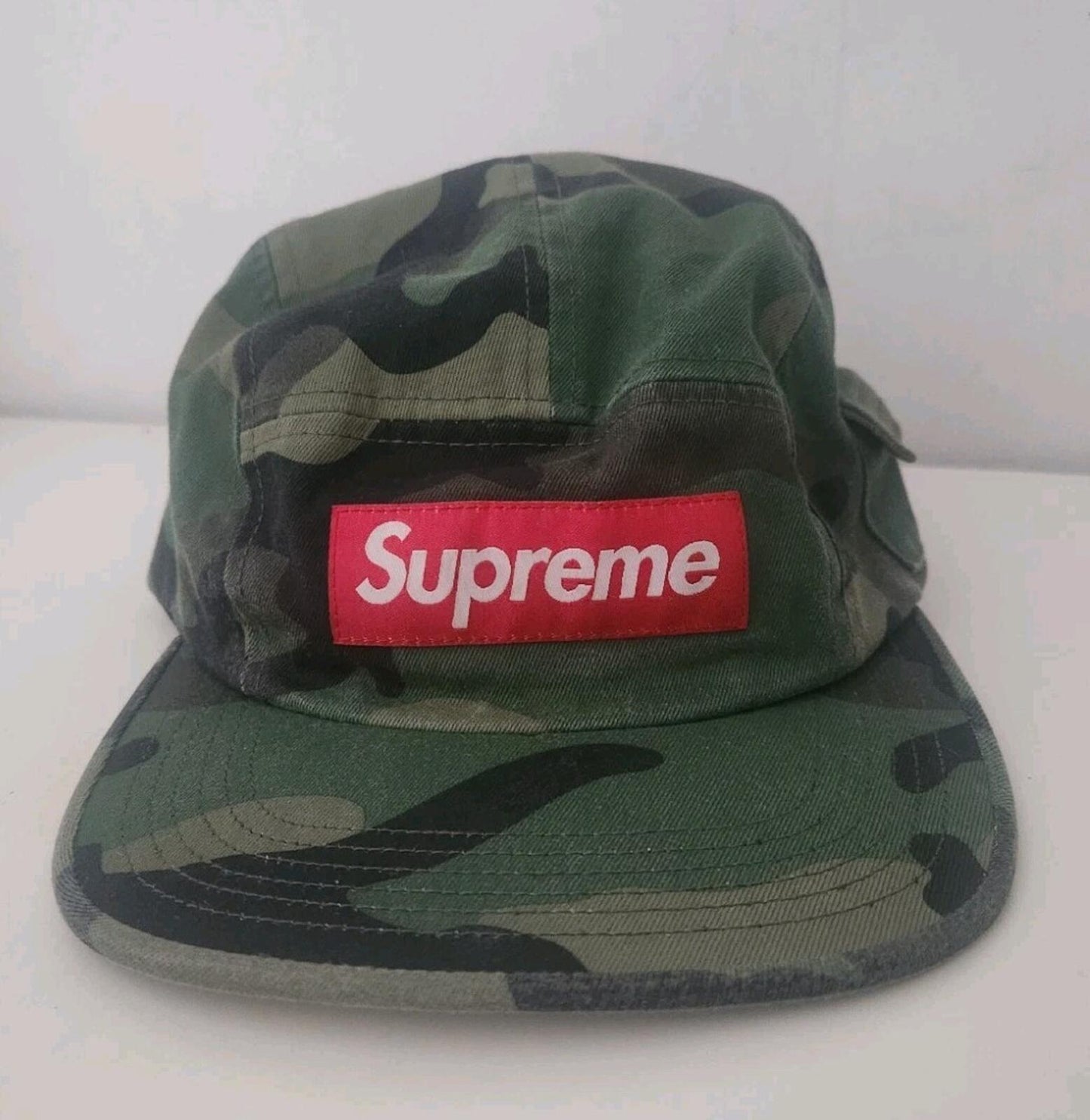 FW16 Supreme Side Pocket Camp Cap Camo Woodland