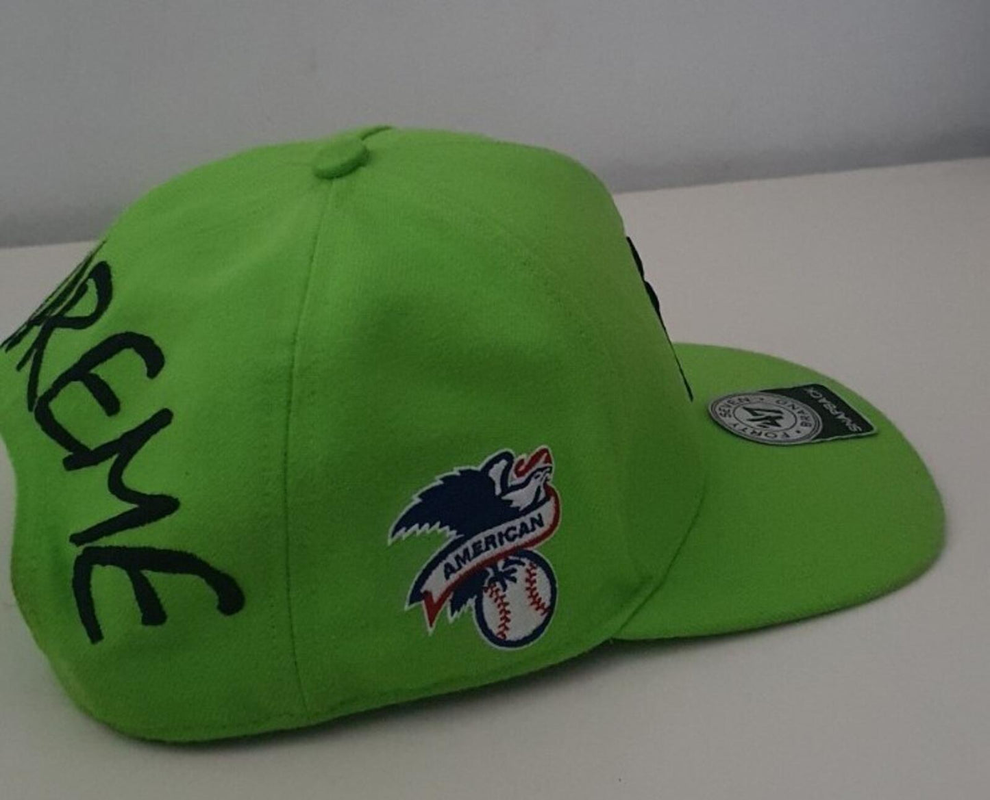 SS15 Supreme x Yankees x 47 brand lime green 5-panel cap Rare Baseball Hat