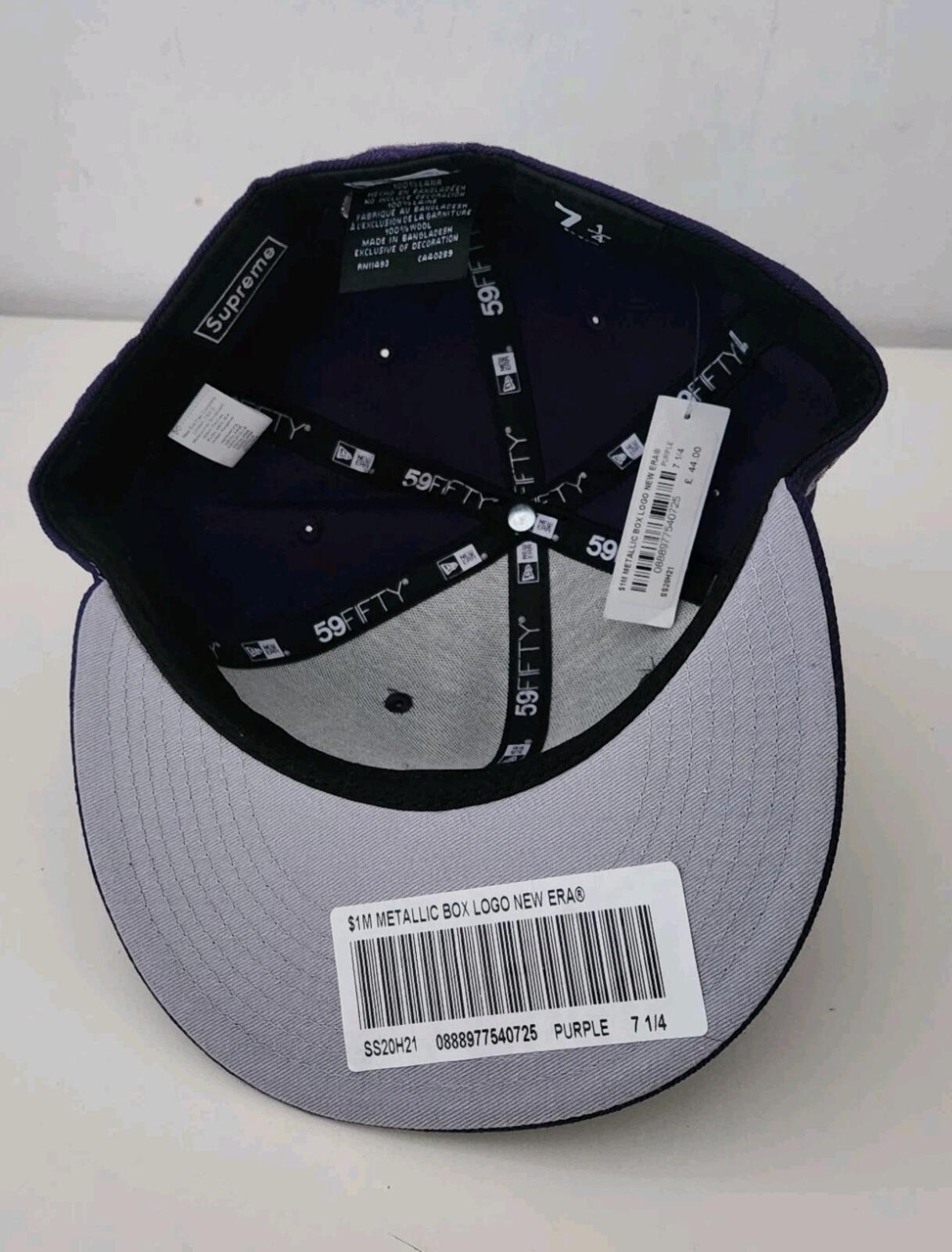 SS20 Supreme $1M box logo New Era size 7 1/4 purple cap wool hat new with tag