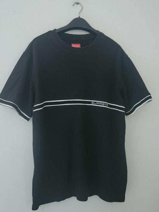 SS20 Supreme Knit Stripe S/S Top camiseta negra talla L de manga corta