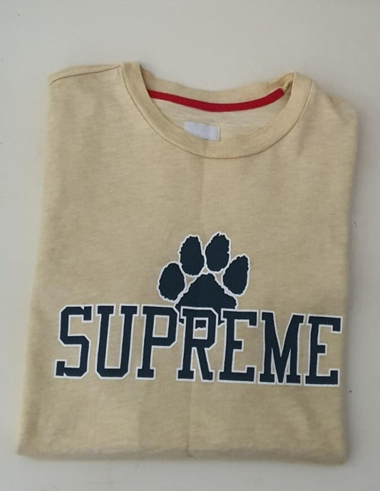FW12 Supreme Paw Cut And Sew camiseta L manga corta playera top amarillo vintage