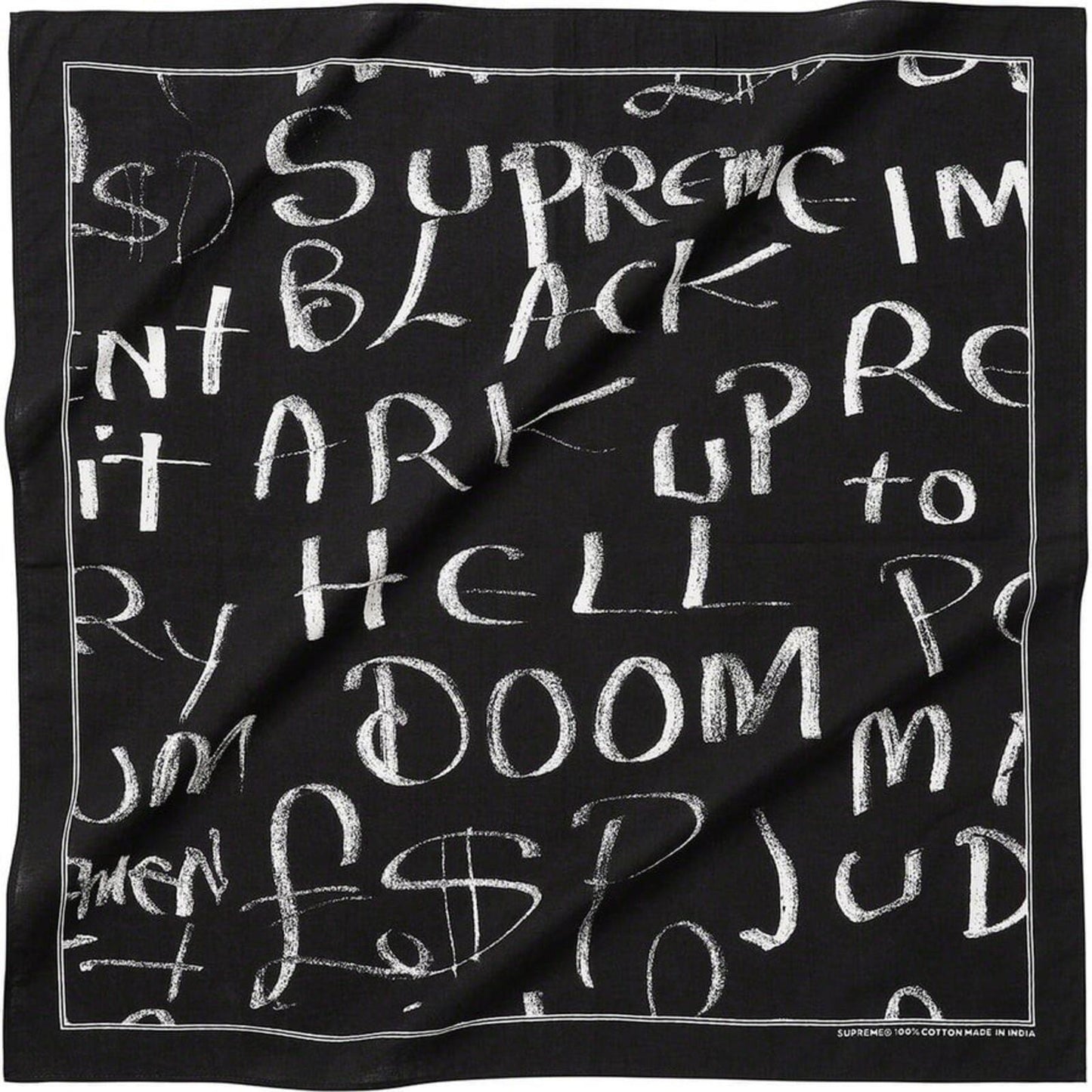 FW20 Supreme Black Arc Bandana Cotton Scarf Original artwork Lee Scratch Perry