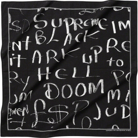 AW20 Supreme Black Arc Bandana Pañuelo de algodón Obra de arte original Lee Scratch Perry