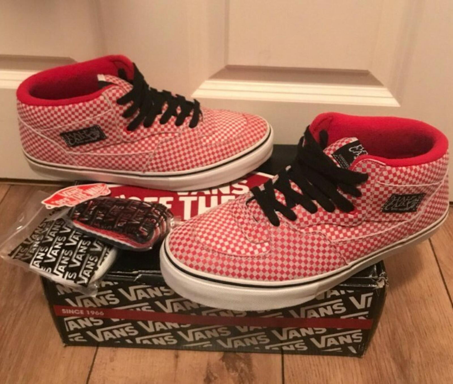 FW09 Supreme x Vans Micro Check Half Cab Red US 9 UK 8 EU 42