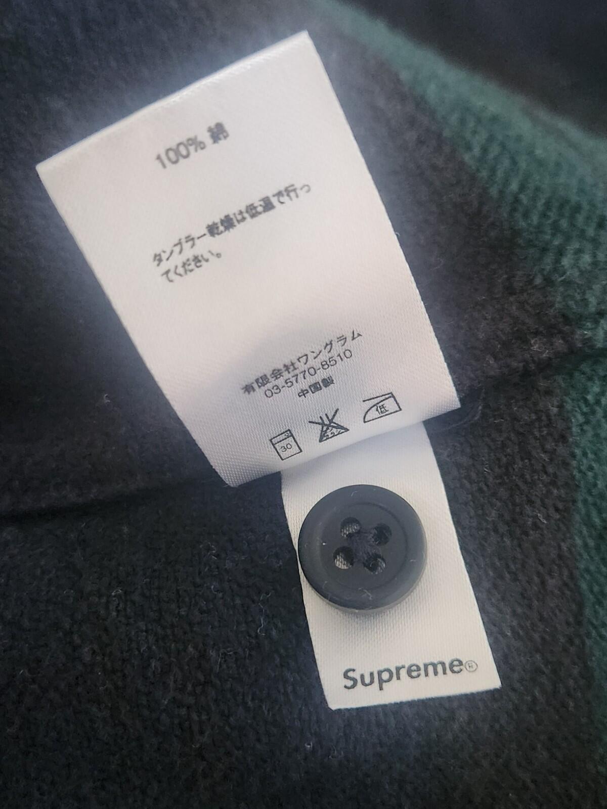 FW16 Supreme Hooded Plaid half zip hooded shirt size L large Navy