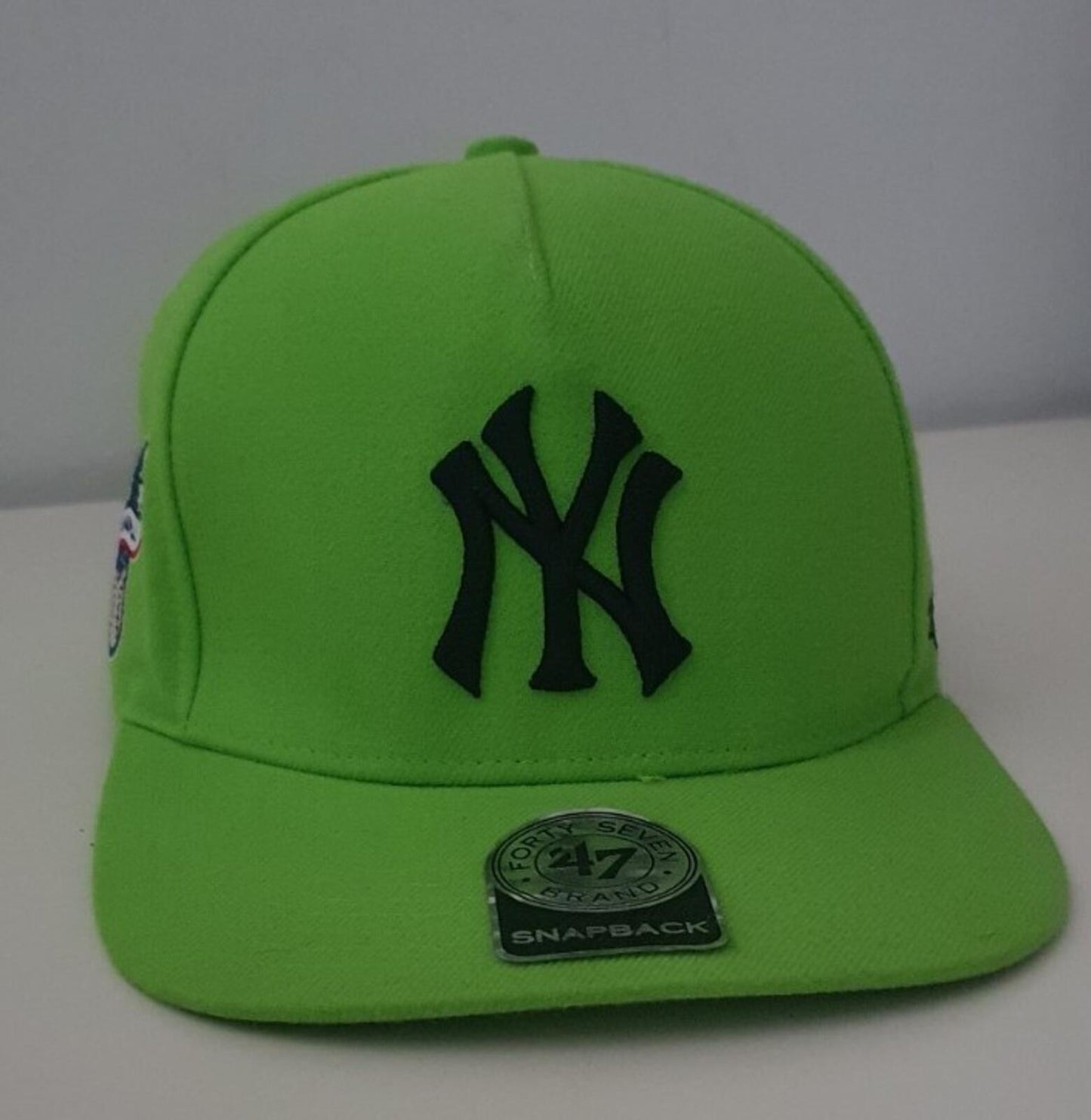 SS15 Supreme x Yankees x 47 brand lime green 5-panel cap Rare Baseball Hat